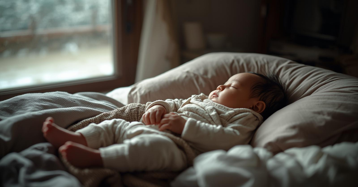 Bayi tidur nyenyak di kamar hangat saat cuaca dingin