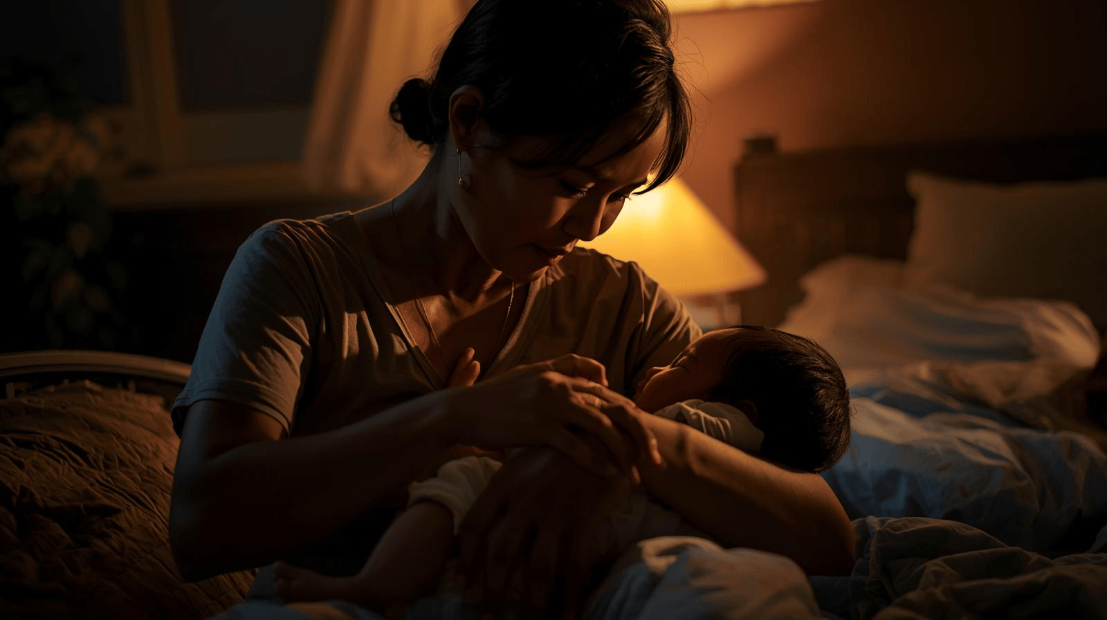 Ibu Indonesia menenangkan bayi agar tidak rewel sebelum tidur malam