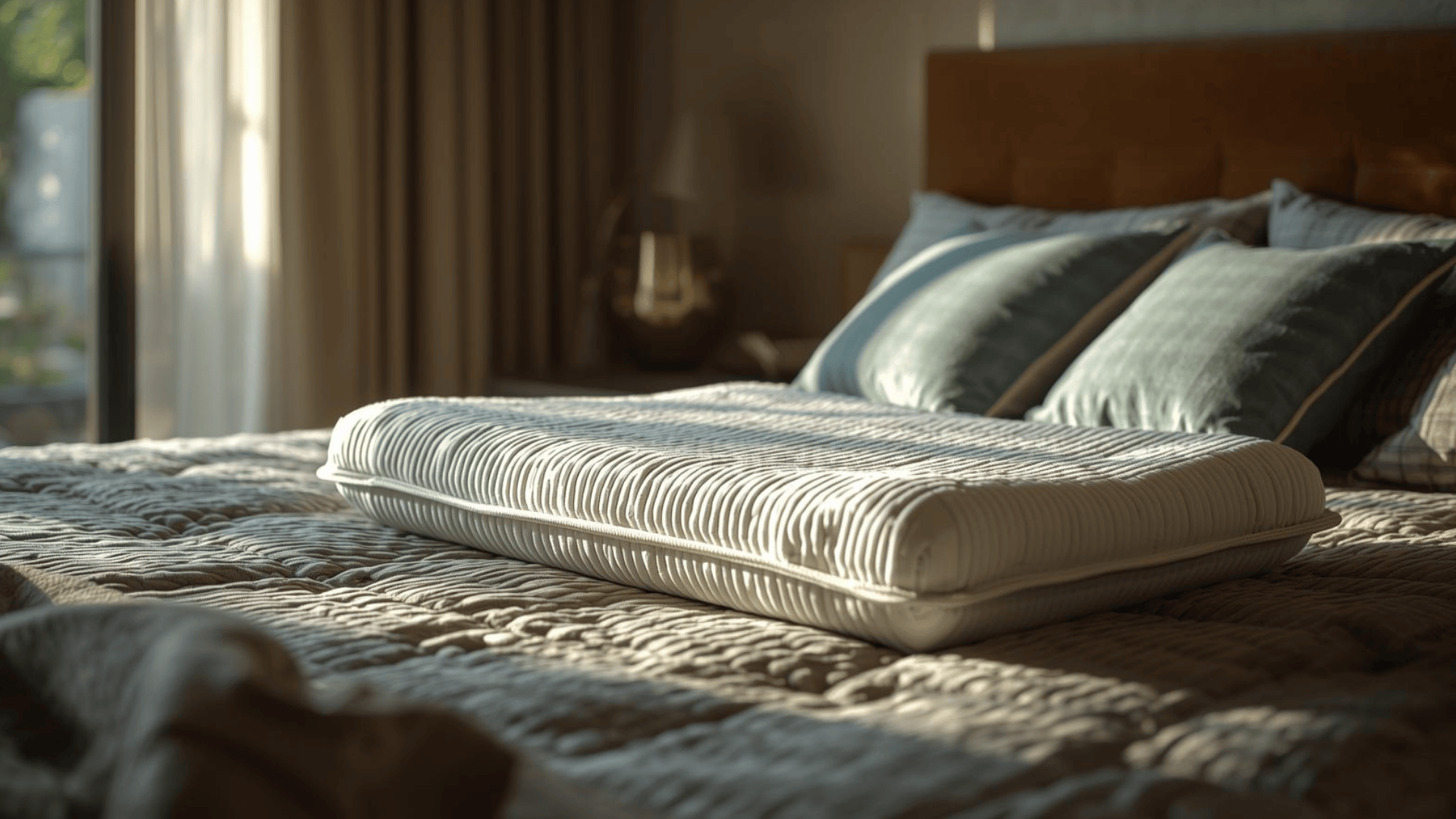 Bantal memory foam ergonomis di kamar minimalis